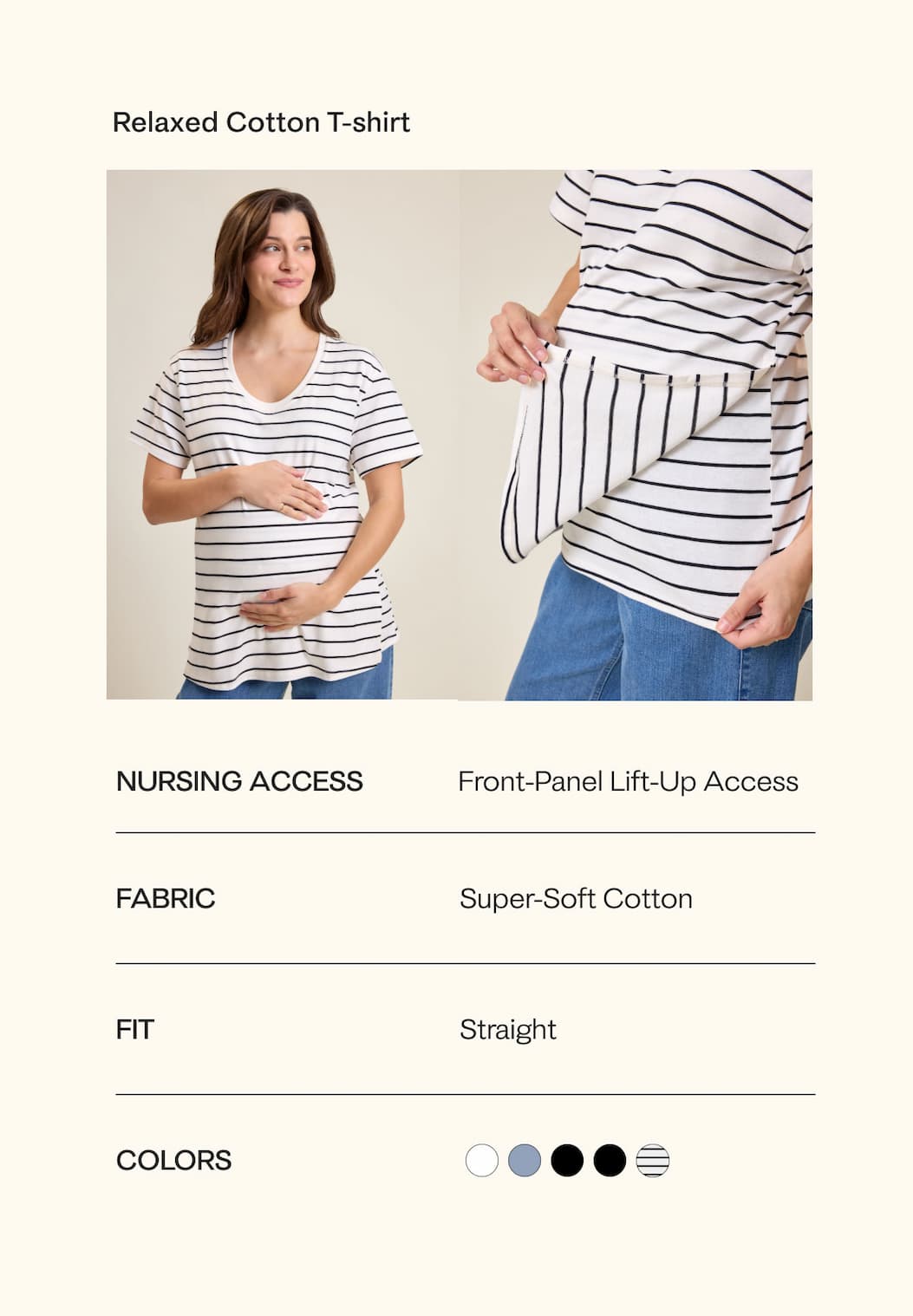 Relaxed Cotton Maternity & Nursing T-shirt