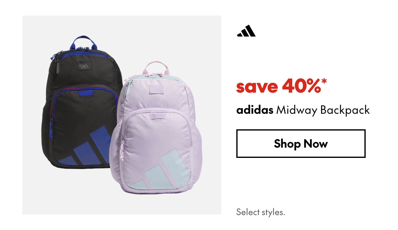 adidas Midway Backpack
save 40%
Our regular price. Select styles.