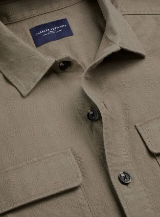 Herringbone Overshirt - Taupe