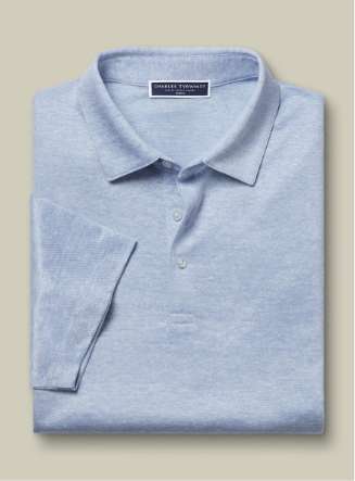 Pure Linen Polo - Sky Blue