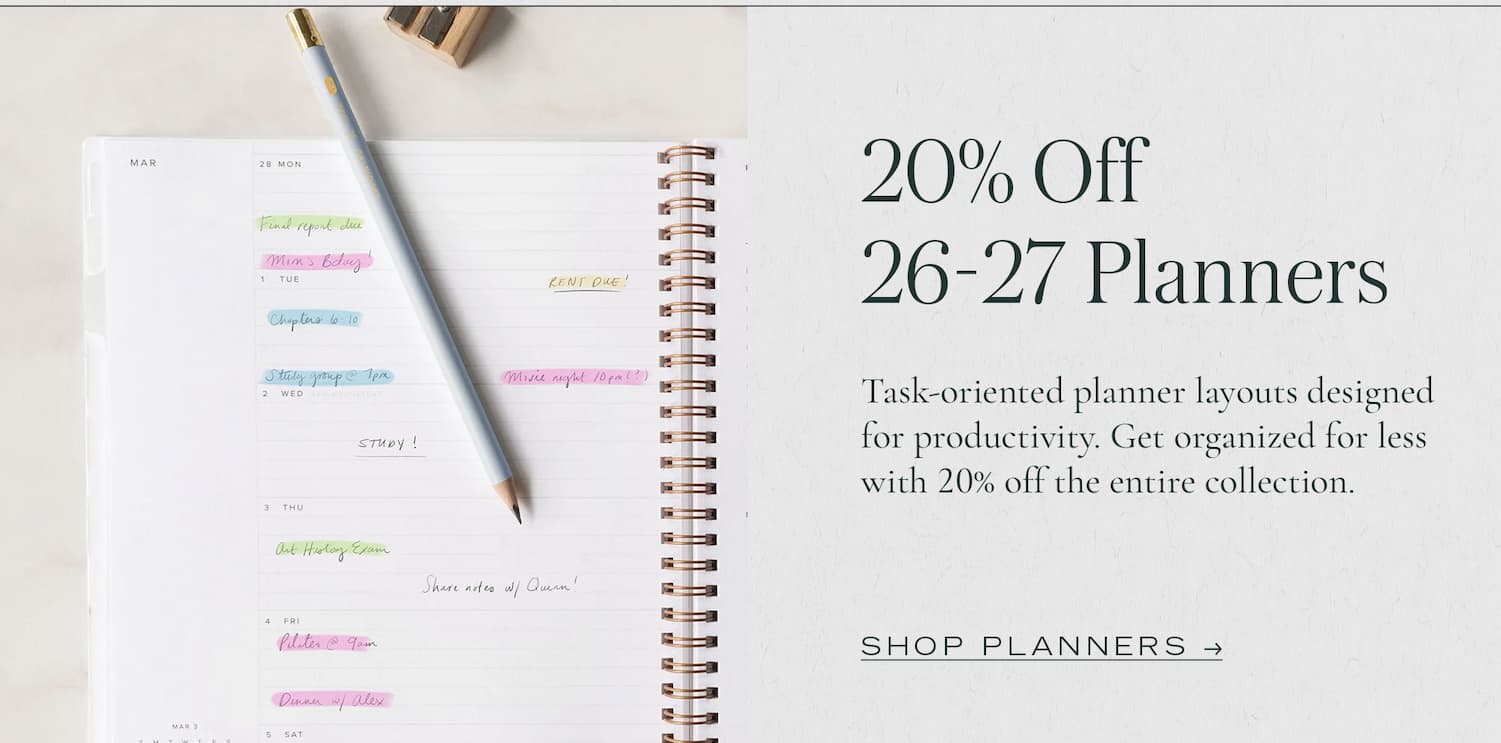 20% Off 26-27 Planners