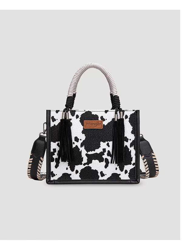 Cow Print Fringe Mini Tote