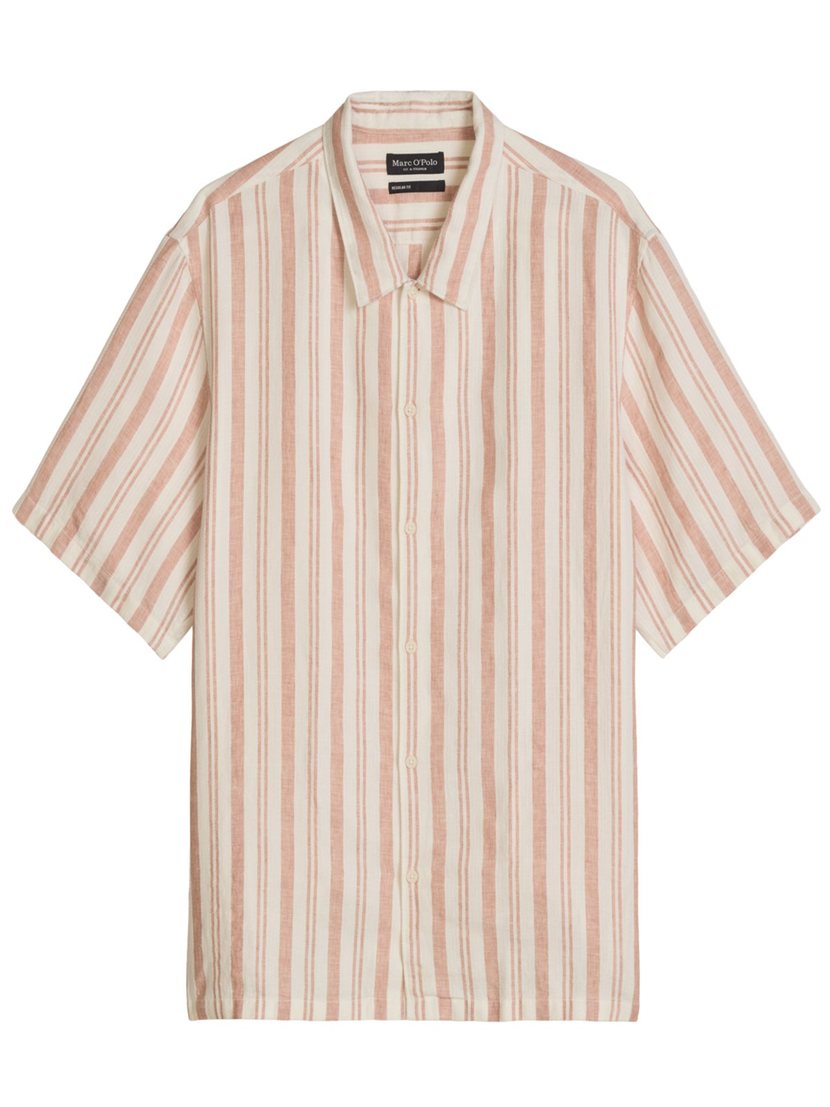 Knitted short-sleeved shirt made of linen and cotton, regular fit