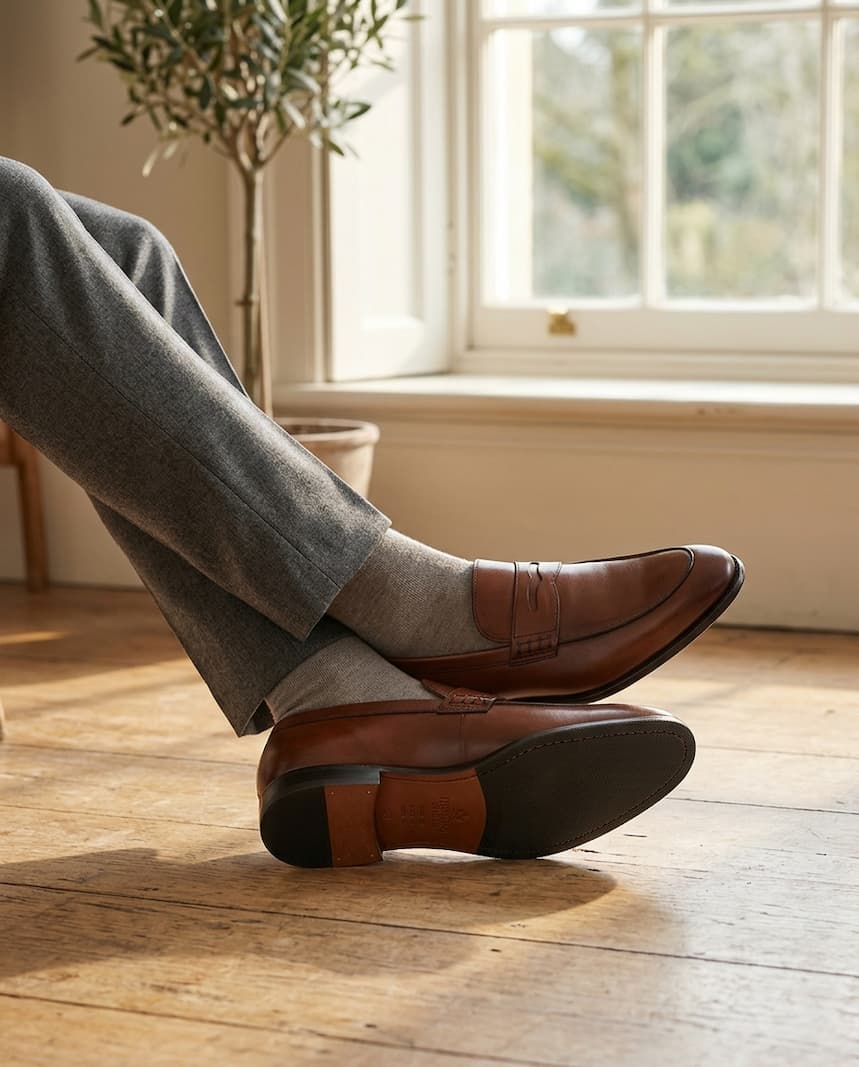 Herring Ancona hybrid-soled loafers in mocha suede