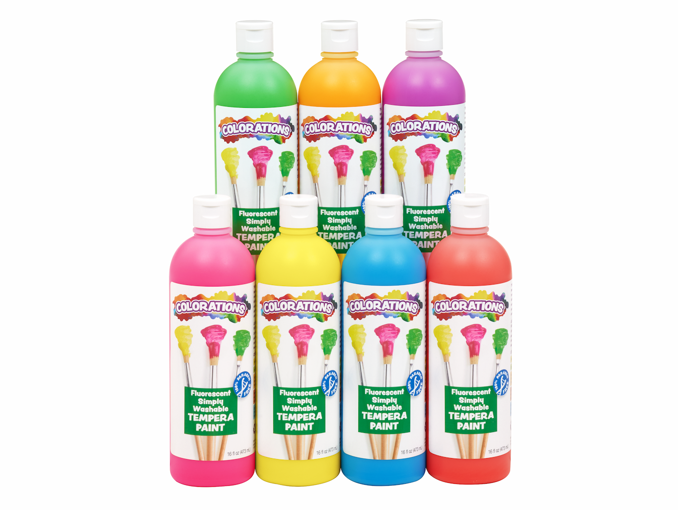 Colorations® Fluorescent Neon Simply Washable Tempera - Set of 7