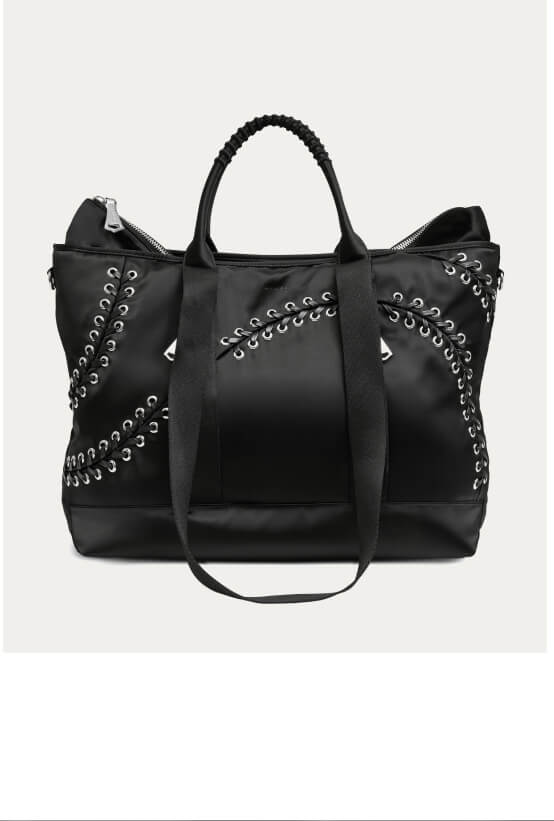 Lace Up Convertible Tote - Black