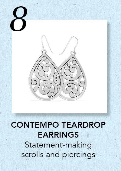 Eight: Contempo Teardrop Earrings - Statement-making scrolls and piercings.