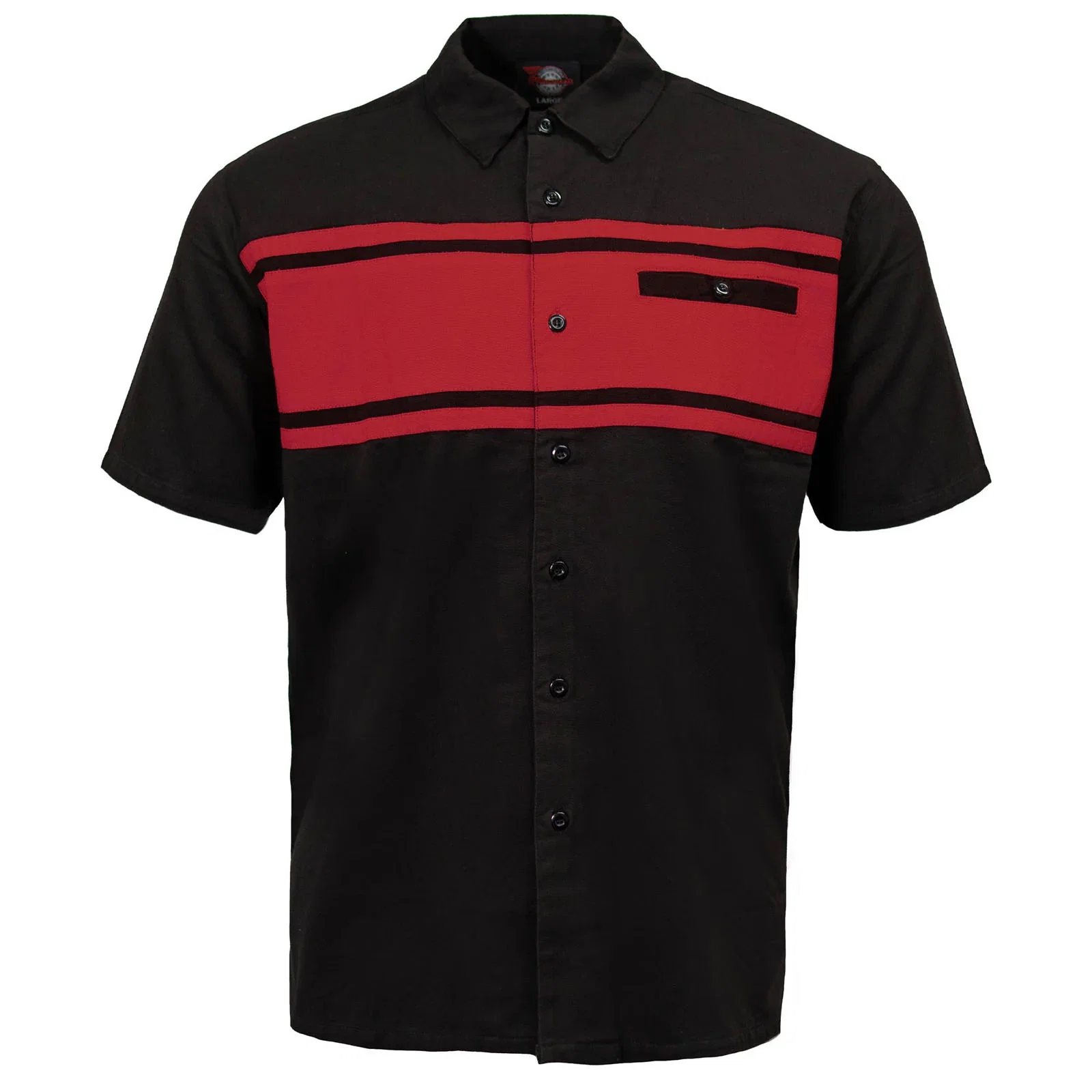 Image of MMCC Men's Gear Head Black/Red Mechanic Shirt - Microfiber Panel - MMC16020