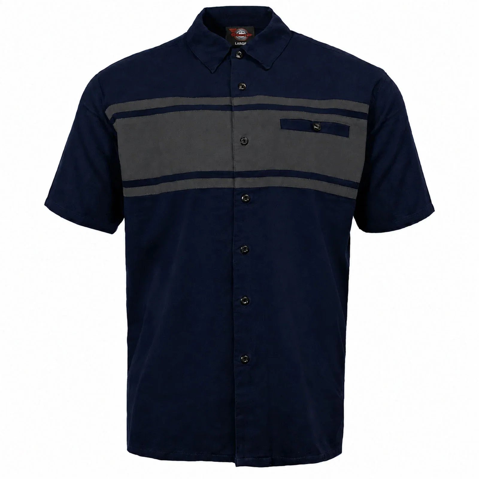 Image of MMCC Men's Gear Head Blue/Grey Mechanic Shirt - Microfiber Panel - MMC16019