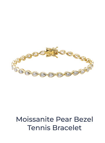 Moissanite Pear Bezel Tennis Bracelet