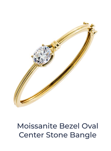 Moissanite Bezel Oval Center Stone Bangle
