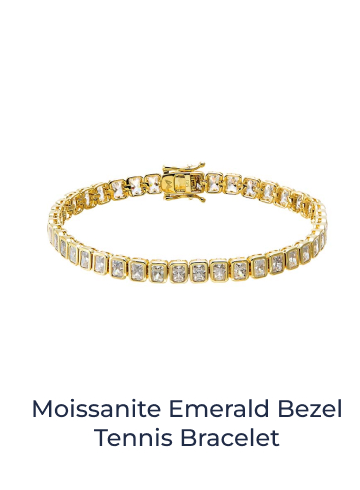 Moissanite Emerald Bezel Tennis Bracelet