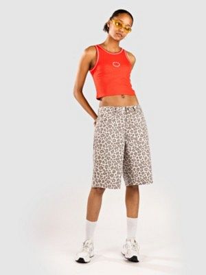 Printed Denim Jort Shorts
