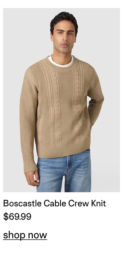 Camel Boscastle Cable Crew Knit