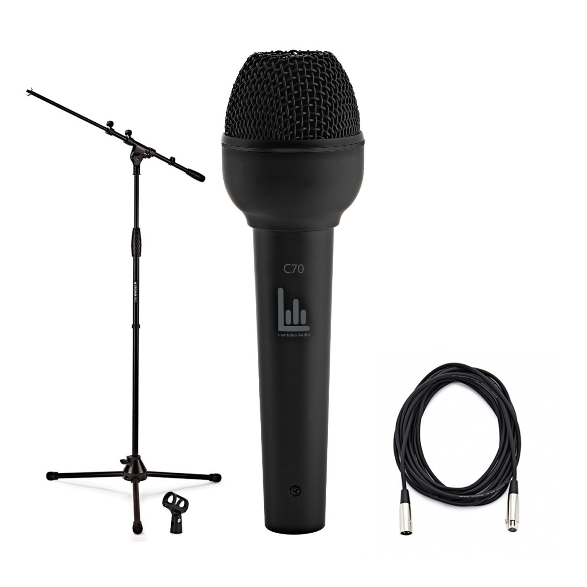 Lambden Audio C70 Pro Handheld Condenser Microphone, Boom Stand Pack