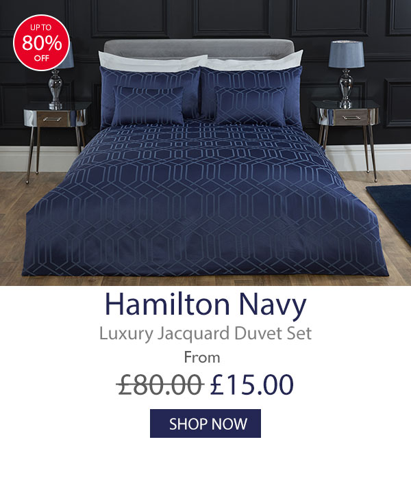 Hamilton Navy Luxury Jacquard Duvet Set