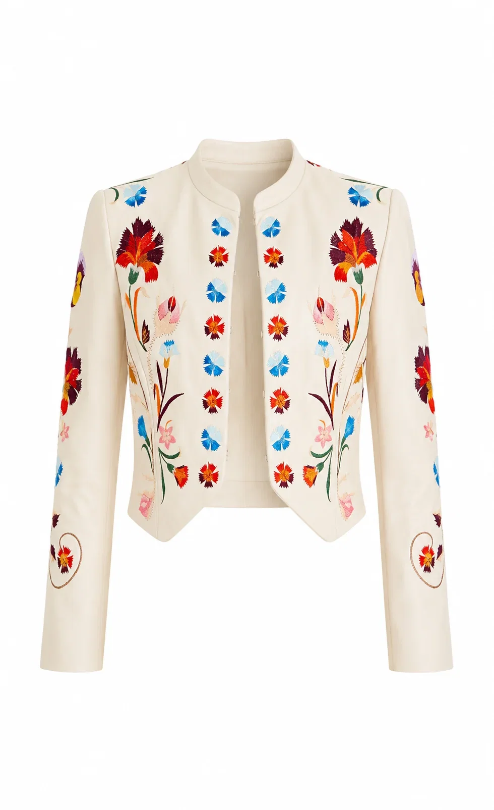 Image of Toledo Fitted Leather Jacket - Ivory