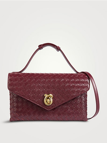 Knot Lock Intrecciato Leather Crossbody Bag