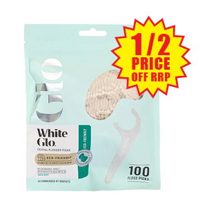 White Glo Flossers Eco Friendly Mint 70 Pack 1/2 price off RRP at Chemist Warehouse sale ends 5 August 2026