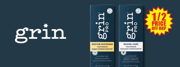  ½ price off RRP on Grin toothpaste range 1/2 price off RRP at Chemist Warehouse sale ends 5 August 2026