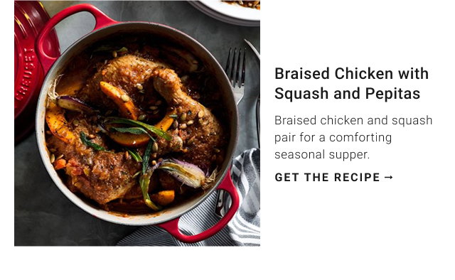 Braised Chicken with Squash and Pepitas - get the recipe