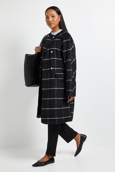 Principles by Wallis Check Wrap Button Coat