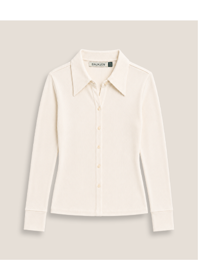 Kelly Ribbed Button-Down Top