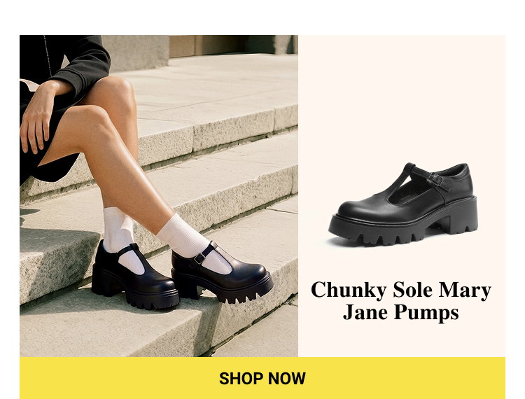 Chunky Sole Mary Jane Pumps 
