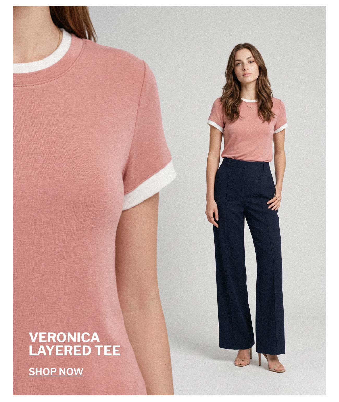 Veronica Layered Short Sleeve Tee | Withered Rose