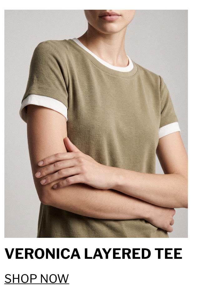 Veronica Layered Short Sleeve Tee | Deep Lichen Green