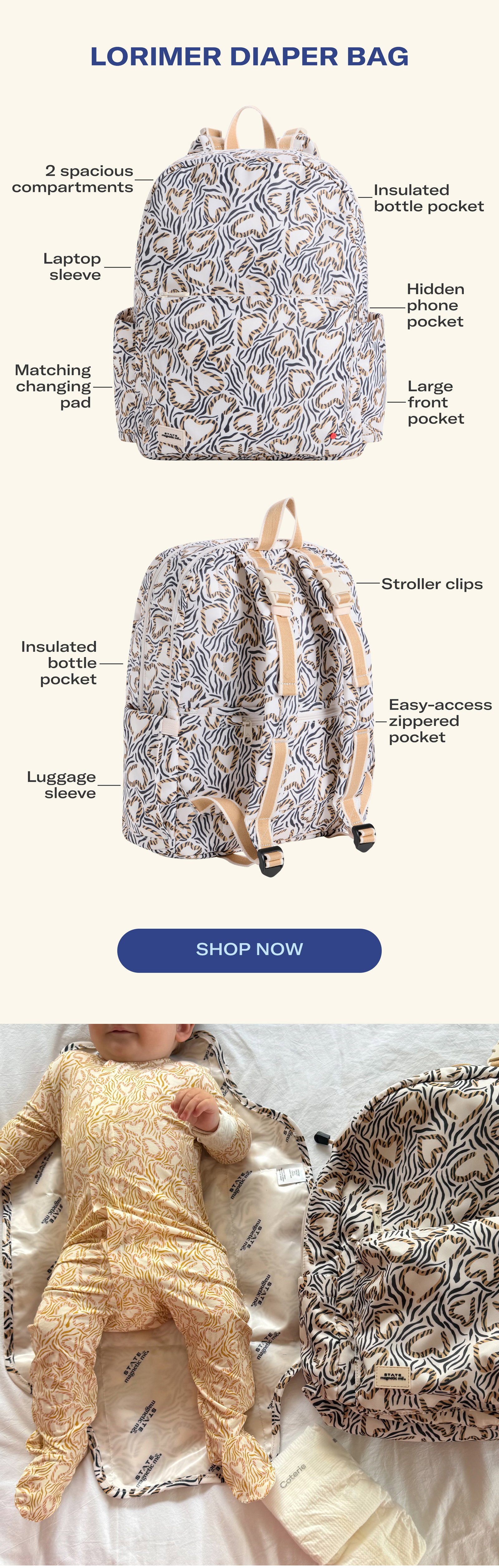 Shop Lorimer Diaper Bag Leopard Hearts