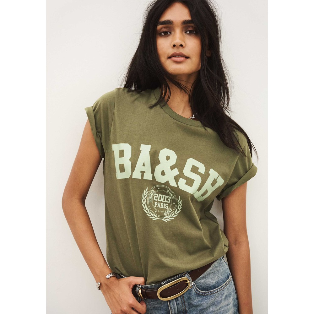 Image of Ioni Graphic Cotton T-Shirt - Kaki