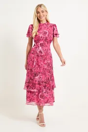 Petite Paisley Burn Out Ruffle Midi Dress