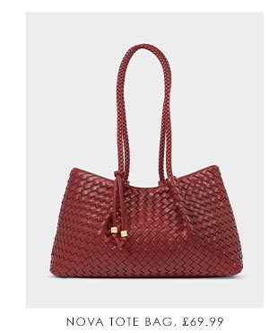 Nova Hand Woven Small Shoulder Tote in Crimson