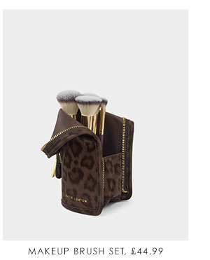  Travel Makeup Brush Set With Case in Chocolate Leopard