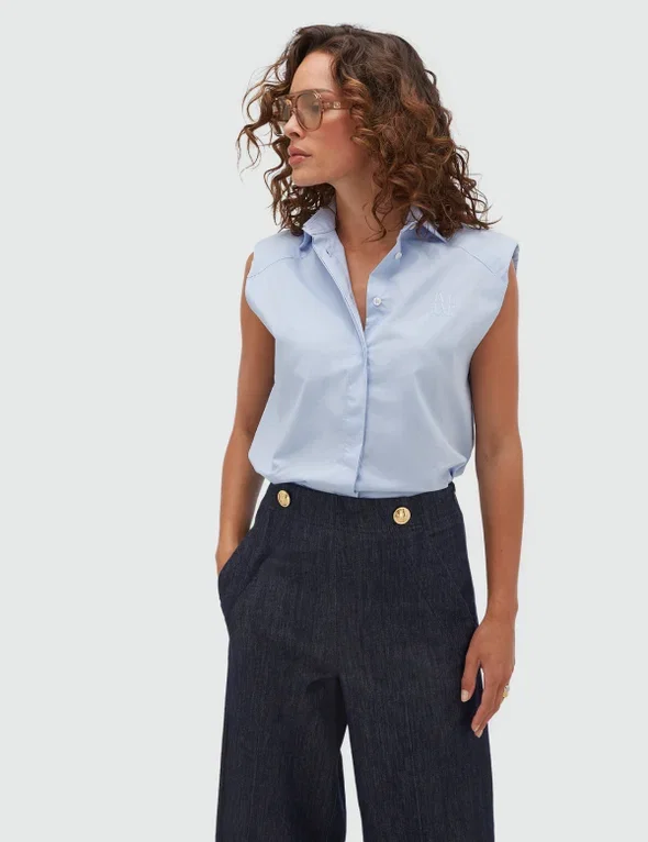 JV-SUSIE straight fit blouse - powder blue