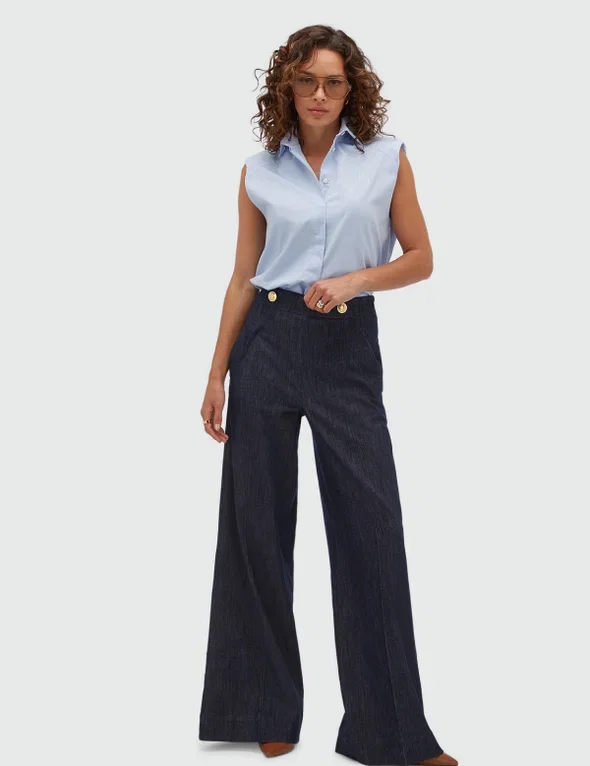 JV-SUSIE straight fit blouse - powder blue
