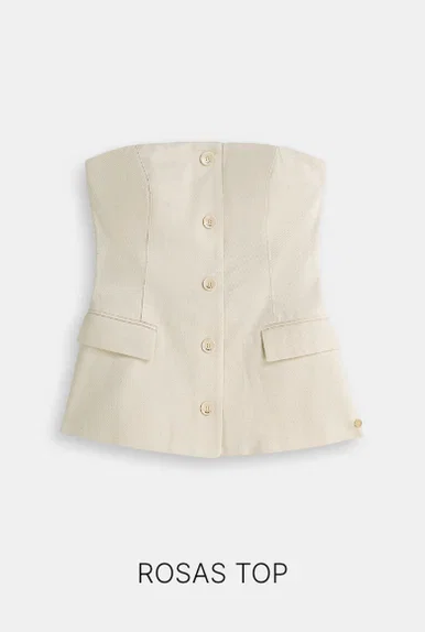 JV-ROSAS fitted bustier van katoen - ecru