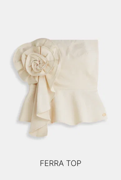 JV-FERRA fitted bustier met bloem van katoen - ecru
