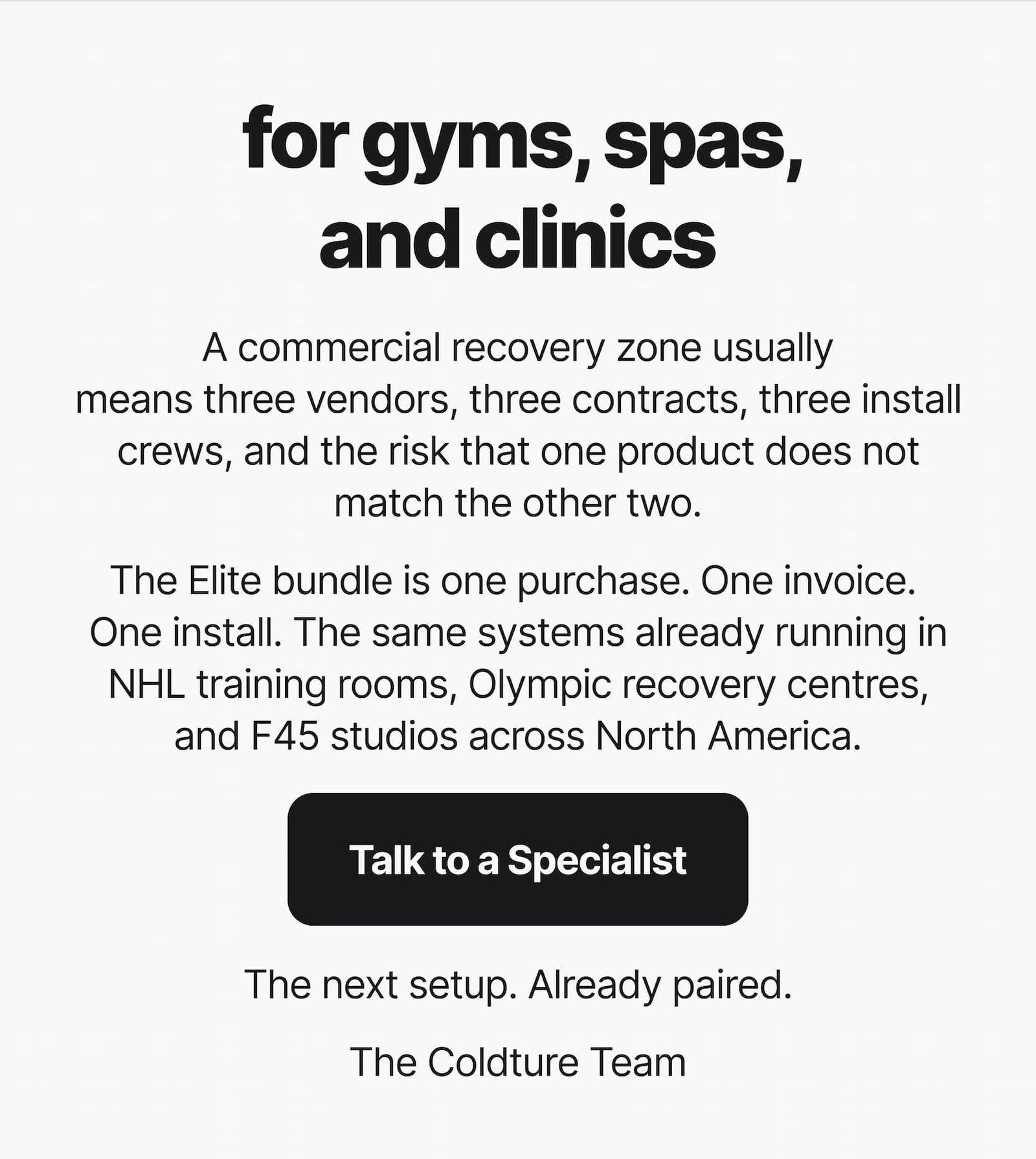 For Gyms, Spas, and Clinics