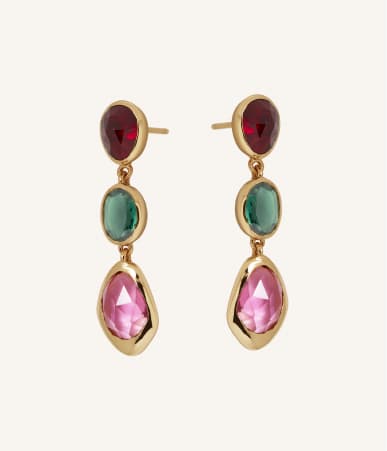 Pendientes largos Flora con piedras naturales
