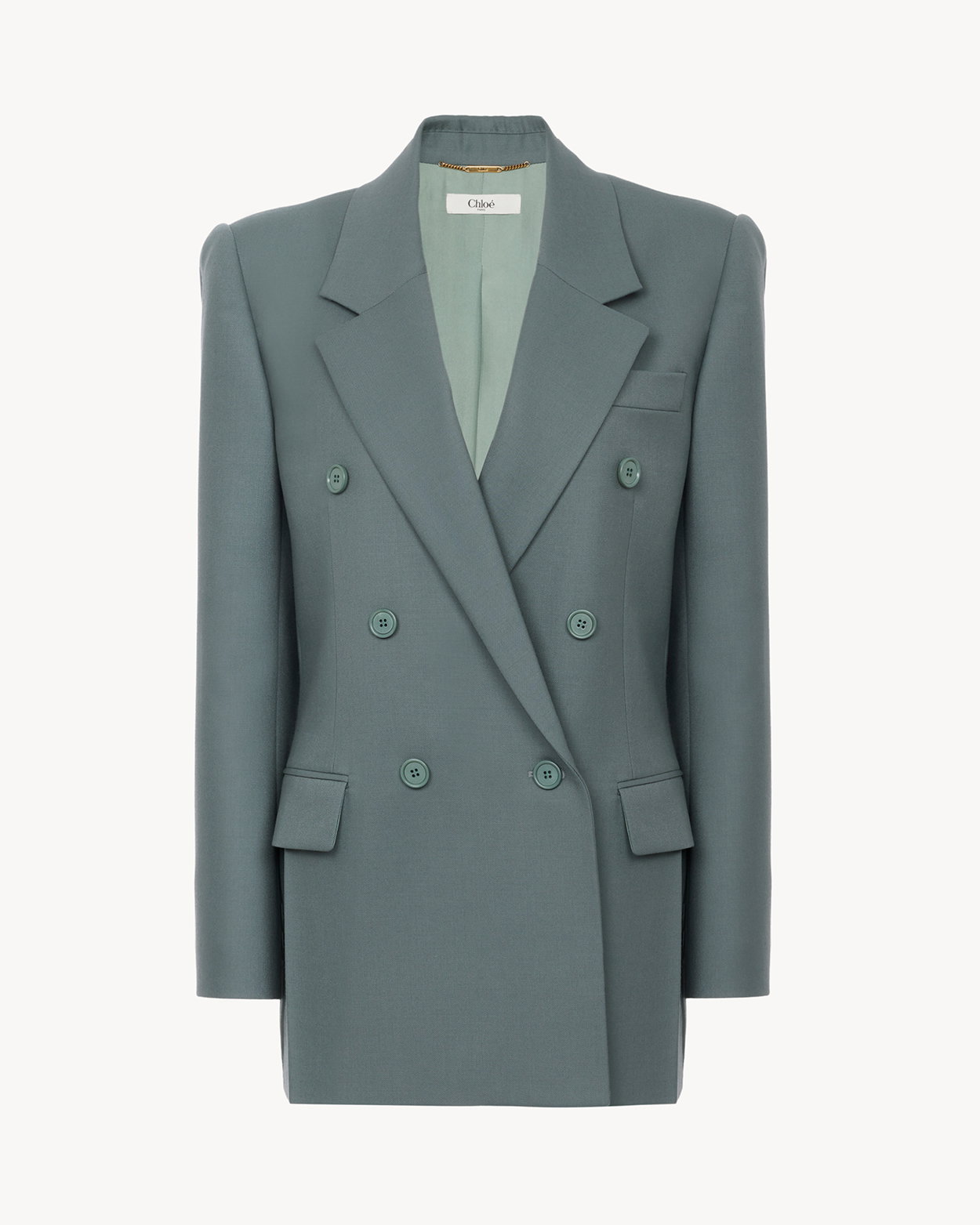 Double-breasted tailored jacket in wool gabardine