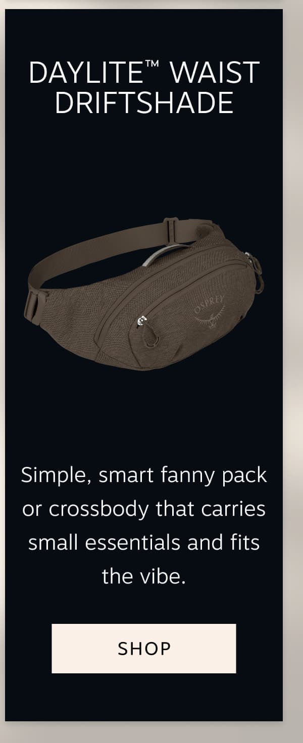 Simple, smart fanny pack or crossbody that carries small essentials and fits the vibe | Shop Daylite Waist Driftshade