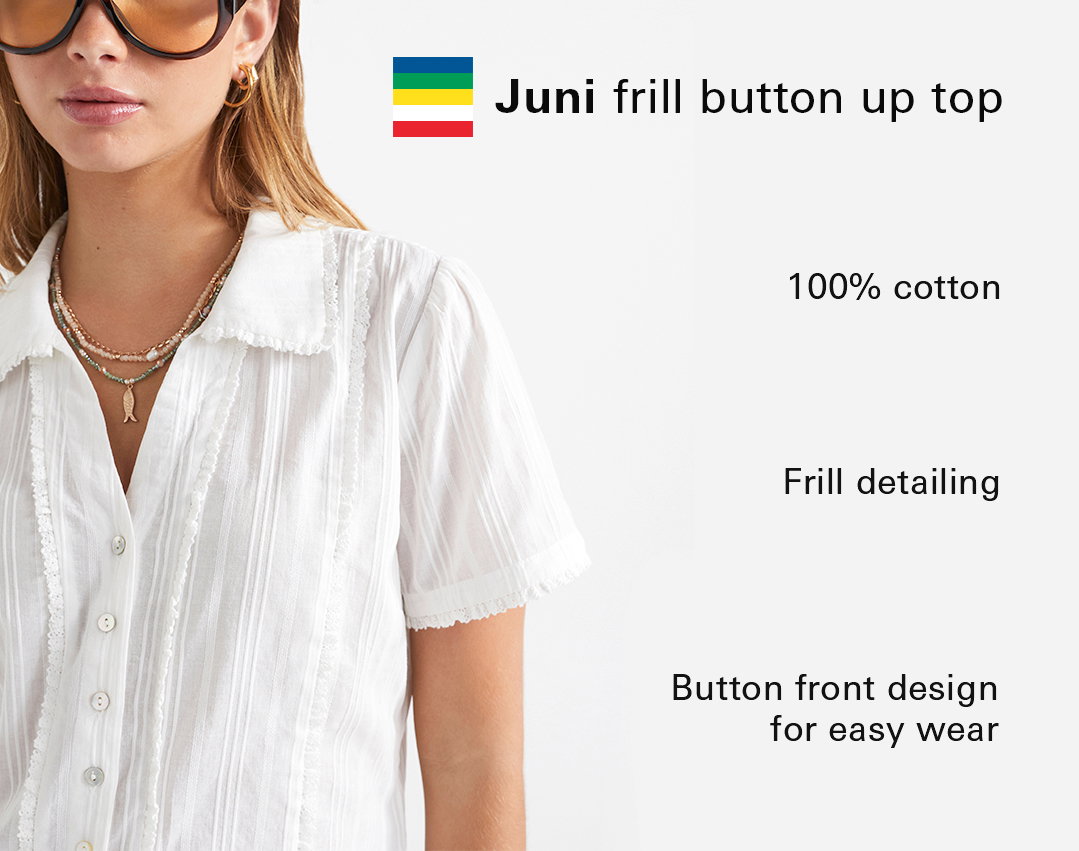 JUNI FRILL BUTTON UP TOP