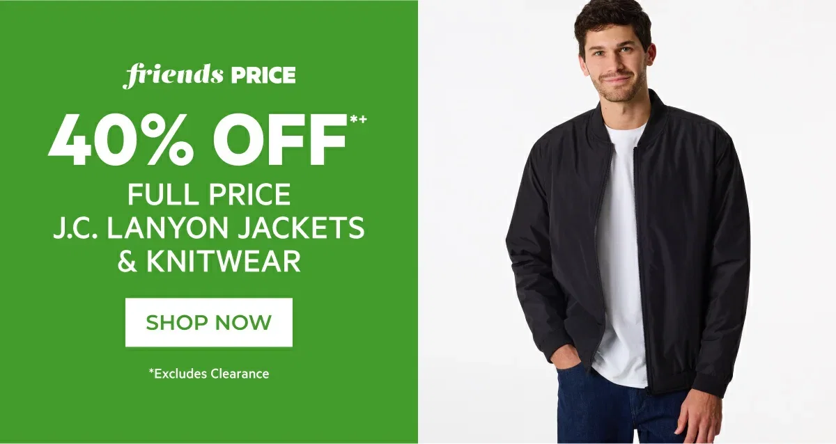 40% off full price j.c. lanyon jackets & knitwear
