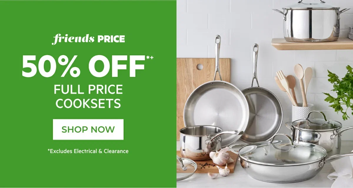 50% off full price cooksets