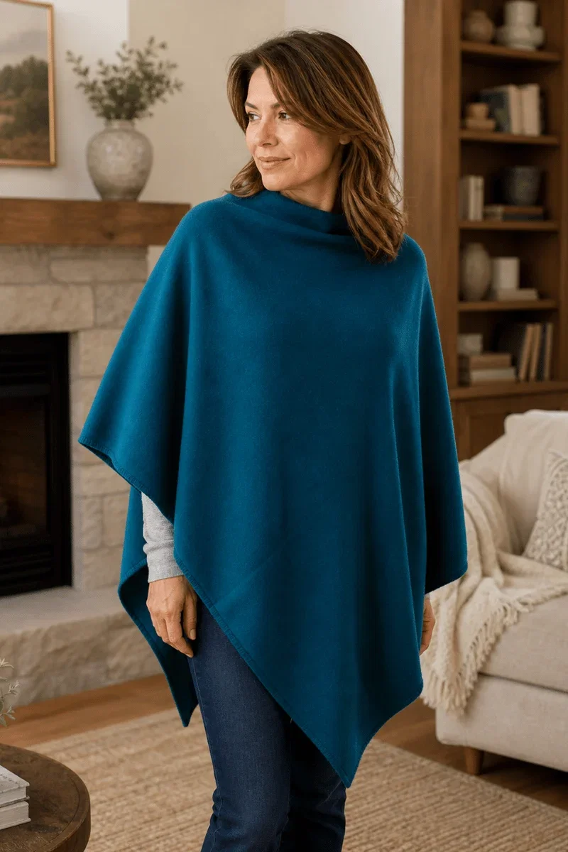 Image of Zura Wool Blend Poncho Australia | Luxury Travel Wrap & Winter Layer | OZ RESORT