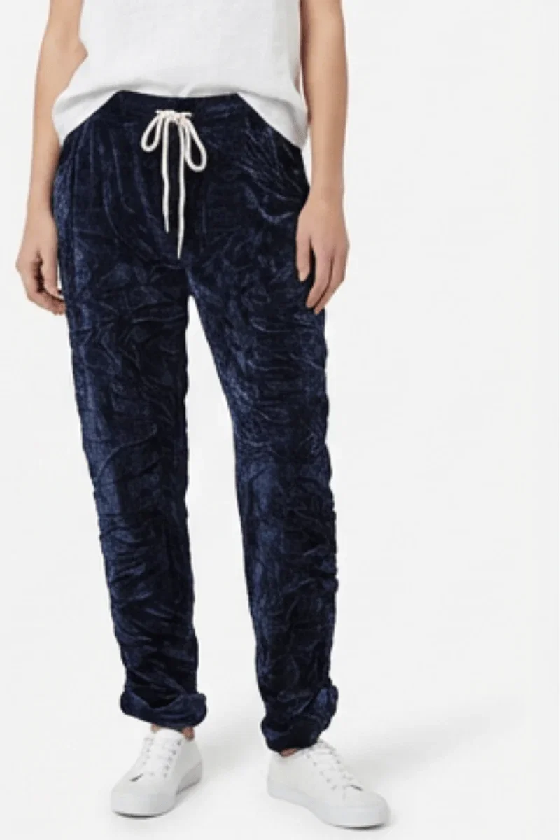 Image of La Strada Velvet Look Stretch Jogger Pant Navy