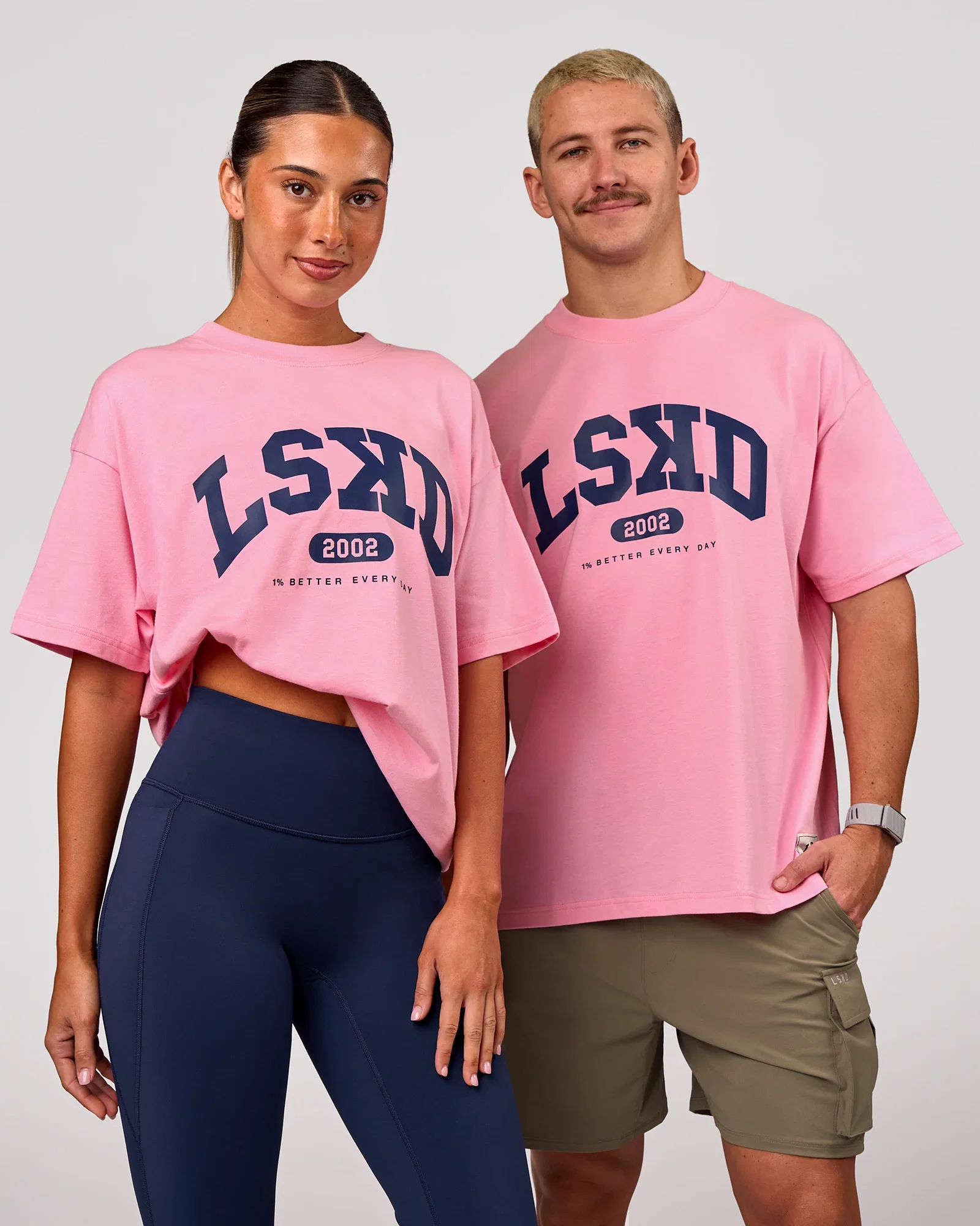 Image of Varsity EST Heavyweight Oversized Tee  - Pink Rose-Future Navy