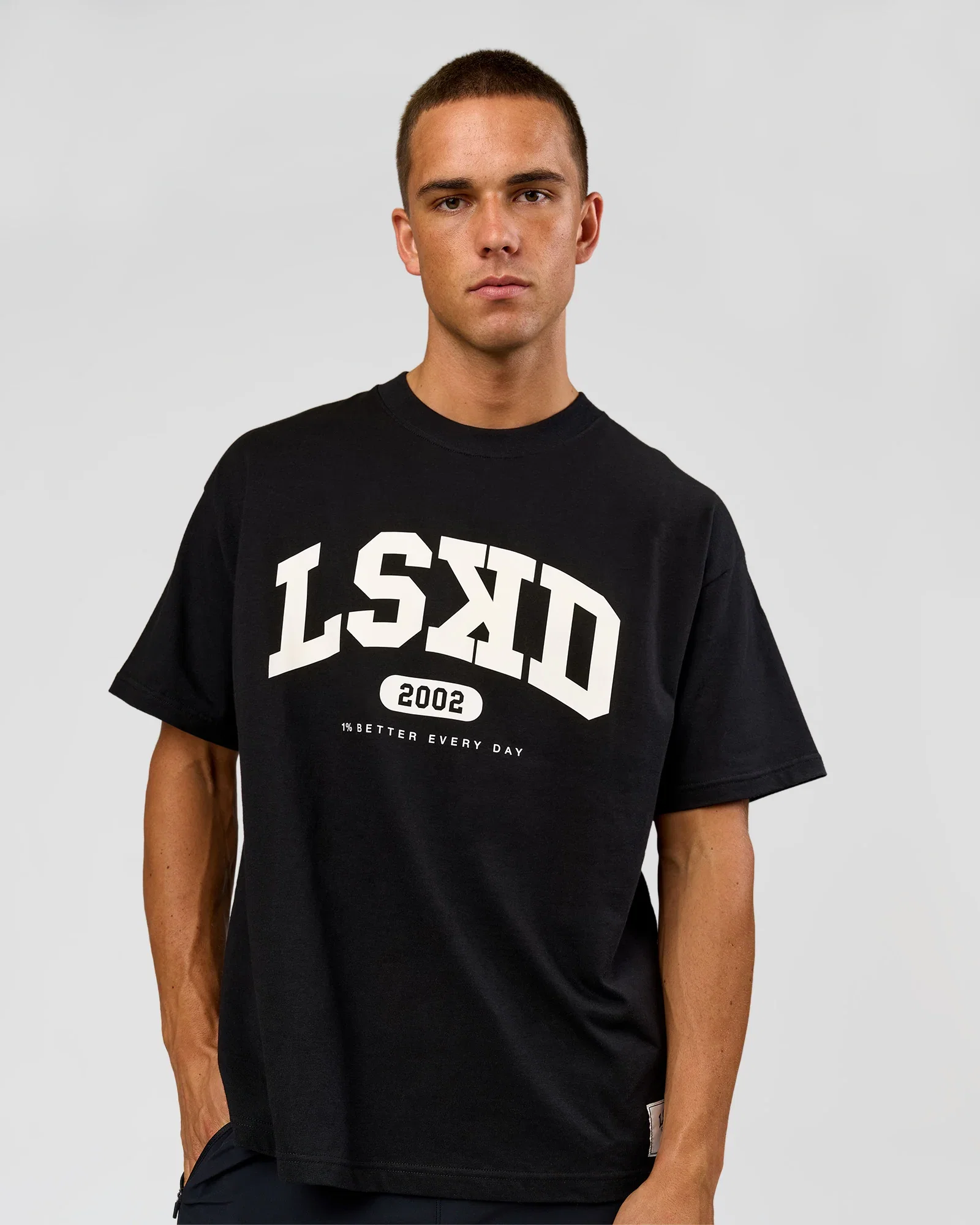 Image of Varsity EST Heavyweight Oversized Tee  - Black-Off White